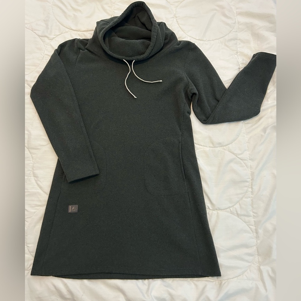 Women’s DESO Supply Title Nine Cowl Neck Fleece Dress Large Dark Green